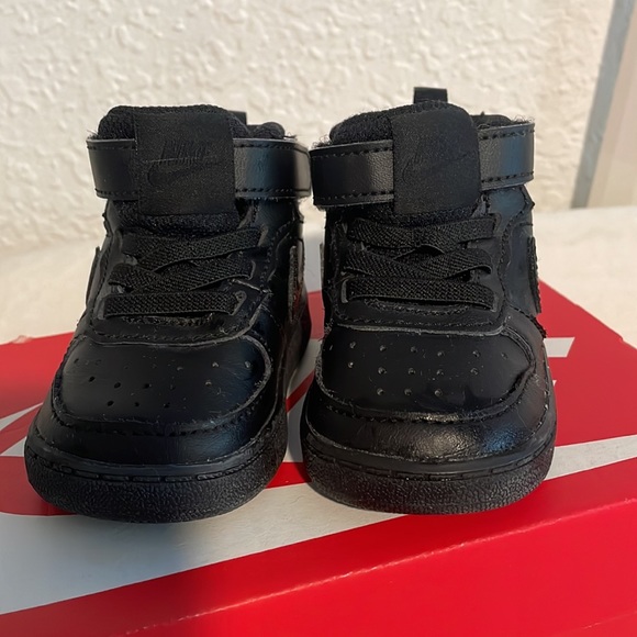 Baby size 3c Nike Court Borough Mid 2 black hi tops - Like new! - Picture 3 of 6